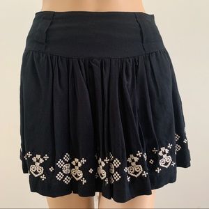 Black White Embroidered Mini Skirt Size XS